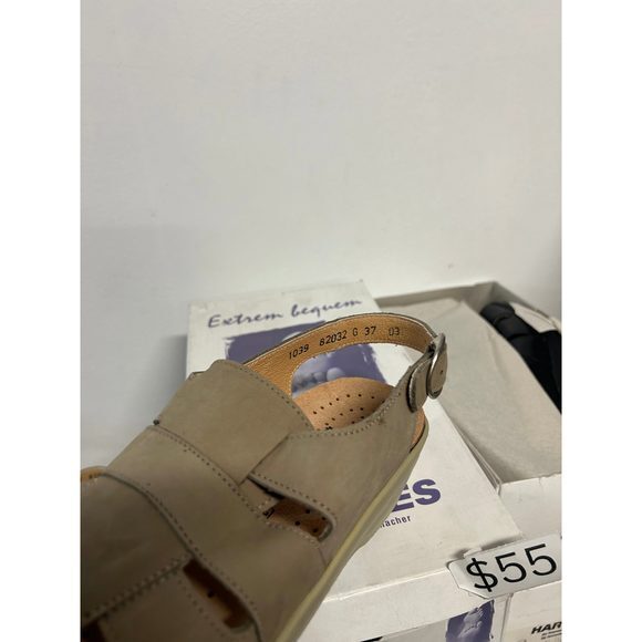 Vintage Hartjes Women's Stone Calf-Leather Adjustable Sling-back‎ Sandals 82032 - Picture 4 of 5